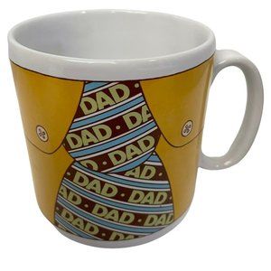 Dad Tie Coffee Mug Yellow Brown Fathers Day‎ Christmas Gift 3 1/2 x 3"
